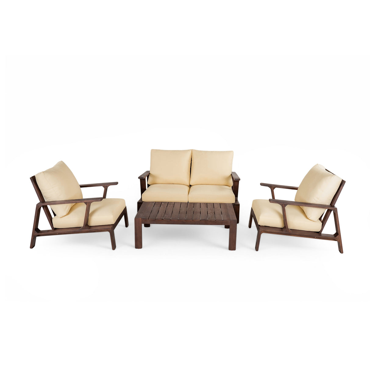 4-Piece Outdoor Sofa Set with Cushions and Coffee Table