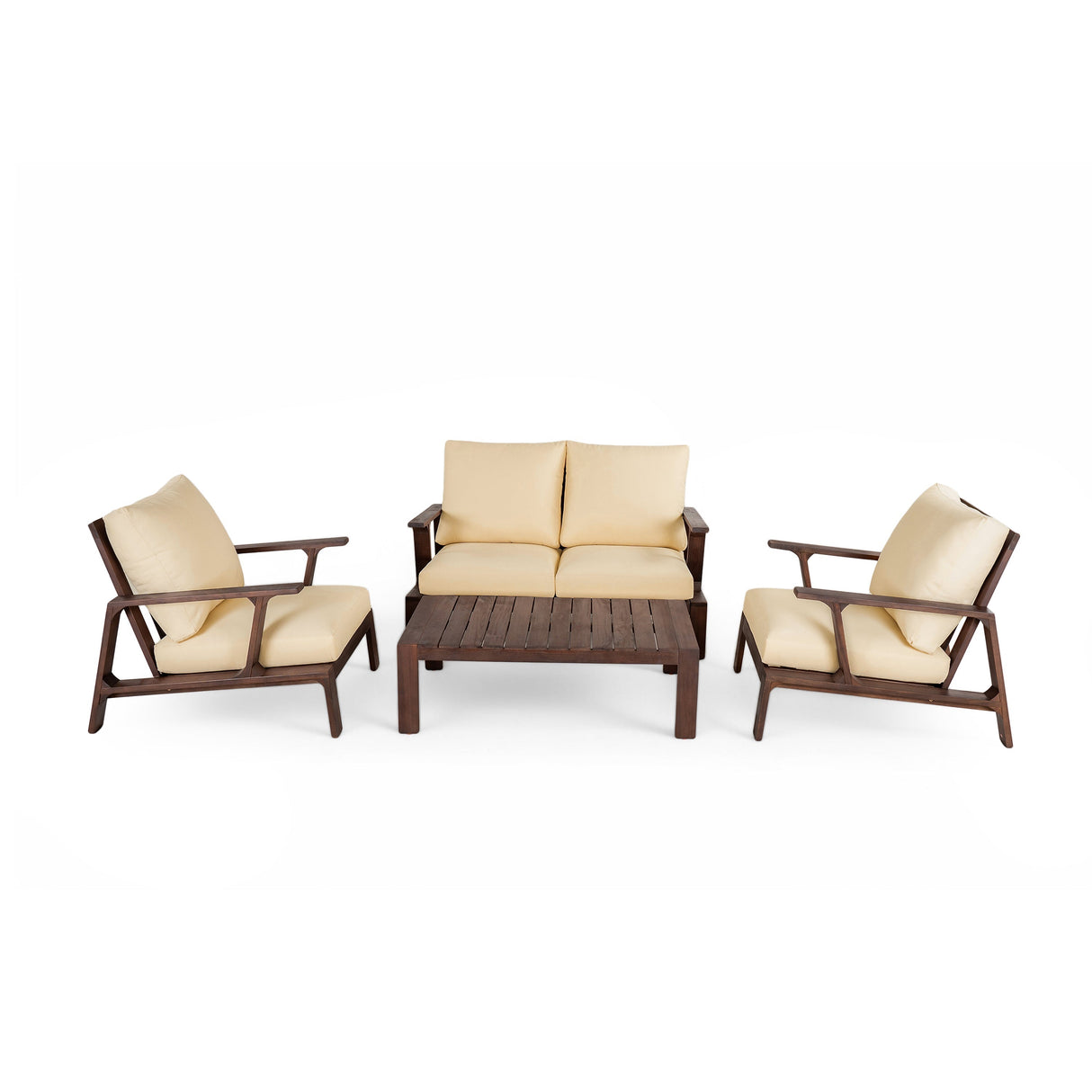 4-Piece Outdoor Sofa Set with Cushions and Coffee Table