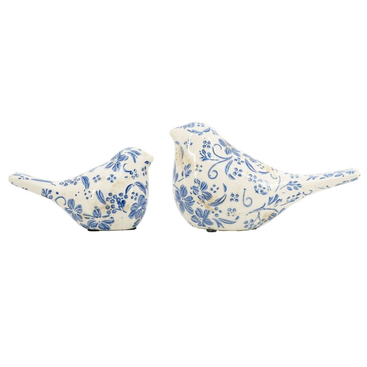 Set of 2 Chinoiserie Ceramic Birds