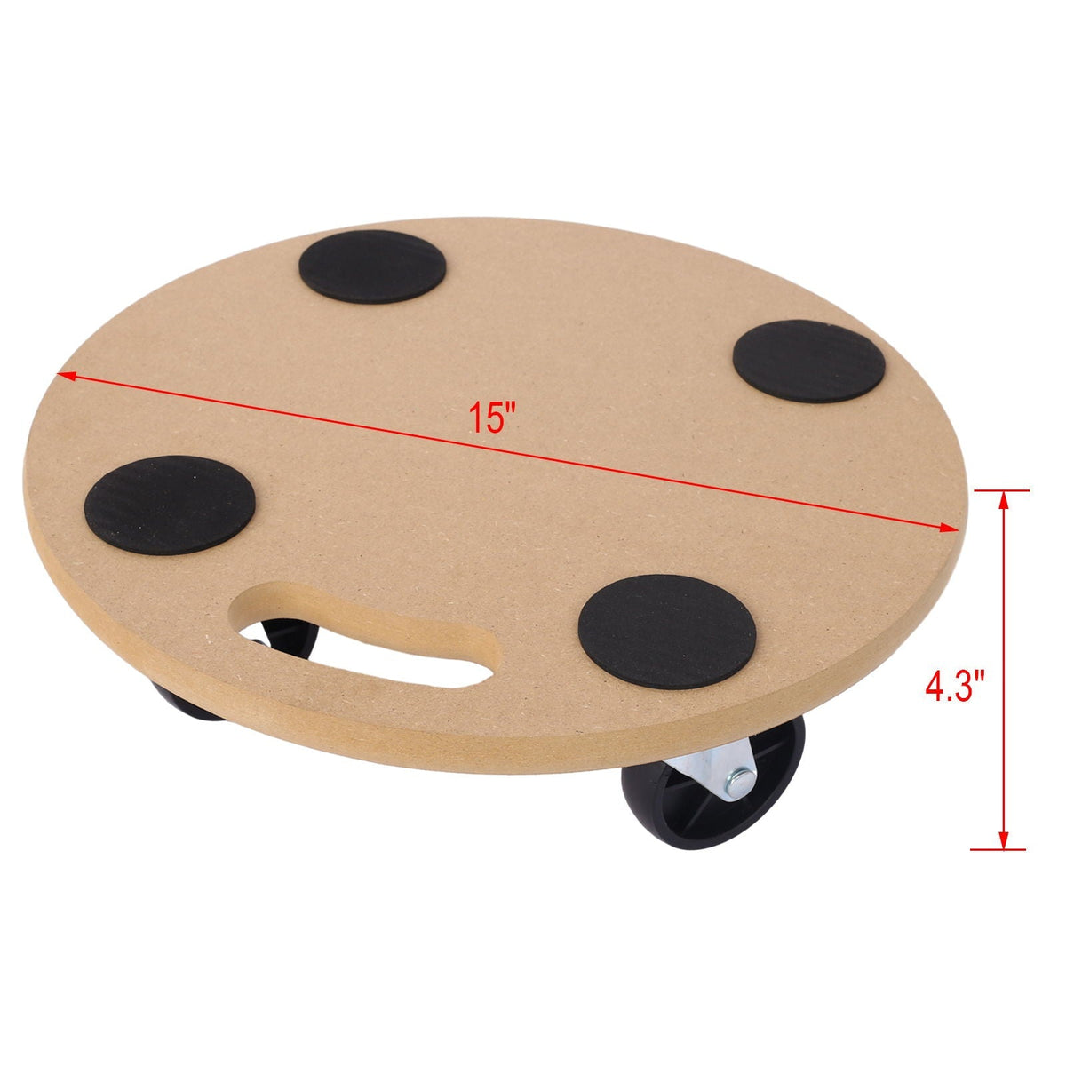 Furniture Moving Dolly, Heavy Duty Wood Rolling Mover With Wheels For Piano Couch Fridge Heavy Items, Securely Holds 500 Lbs (2 Piece Round Platform) - Natural