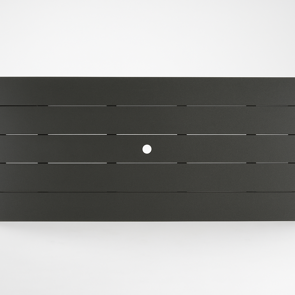 7-Piece HDPE Outdoor Dining Set for 6 – Weather-Resistant Patio Table with Umbrella Hole and 6 Armrest Chairs (Black)