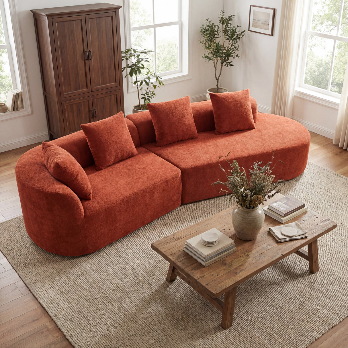 116" Modern Curved Sectional Sofa with High-Density Fully Compressed Sponge