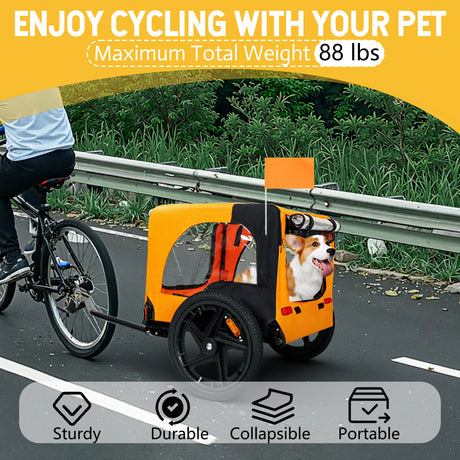 Outdoor-Heavy-Duty-Collapsible-Pet-Bike-Trailer-with-16-Inch-All-Terrain-Wheels-Pet-Trailer