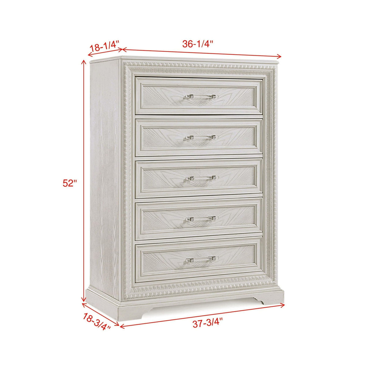 5 Drawer Tall Storage Chest - Antique White