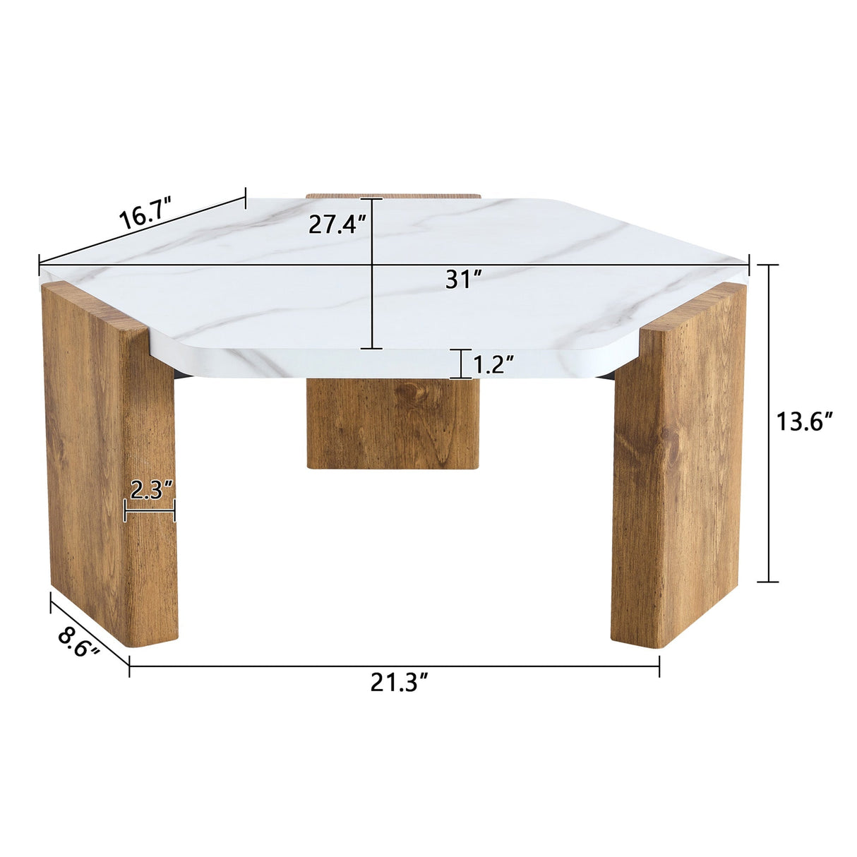 31-Inch Modern-Style Hexagonal Coffee Table