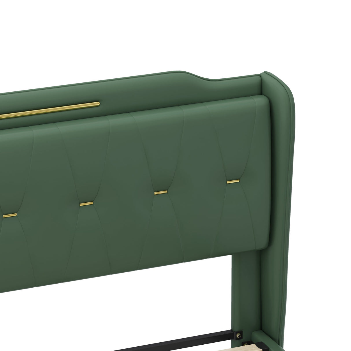 Queen Size Leather Bed Frame with Wingback Headboard & Footboard