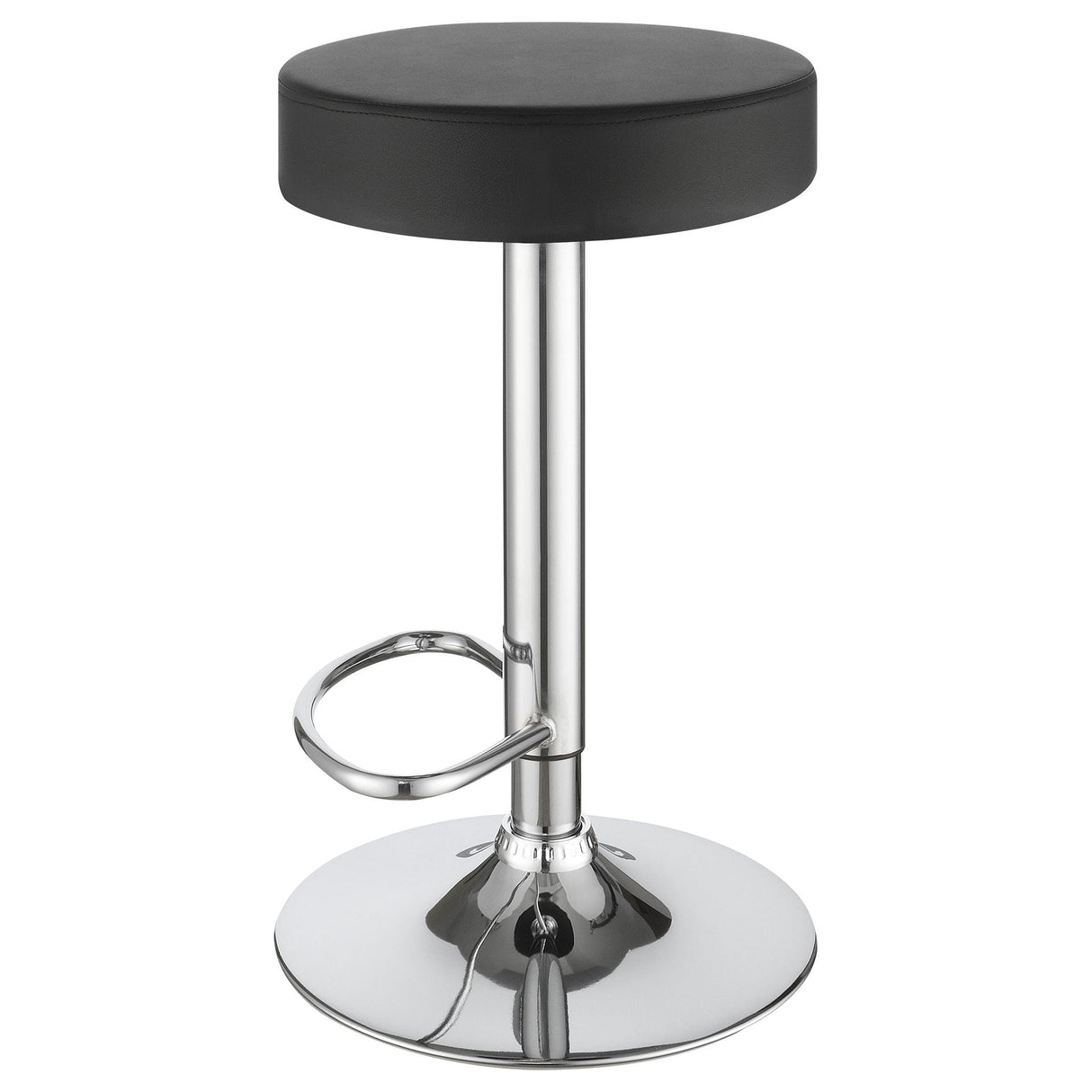Adjustable Hydraulic Bar Stool With Base And Padded Seat - Black / Silver