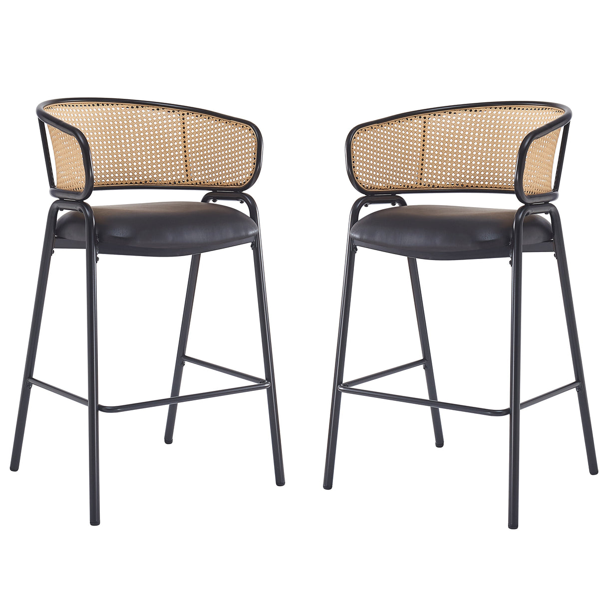 Ethan Indoor Metal Upholstered Barstool Set of 2