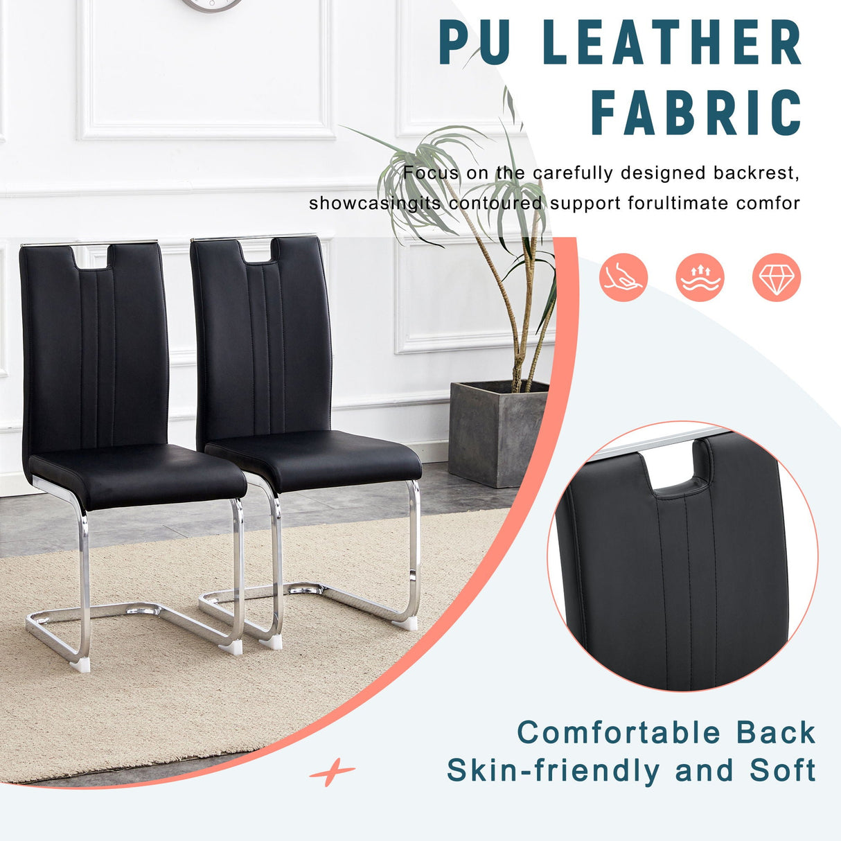 Bow Shaped Chairs, Ergonomic Design, Non Slip Base