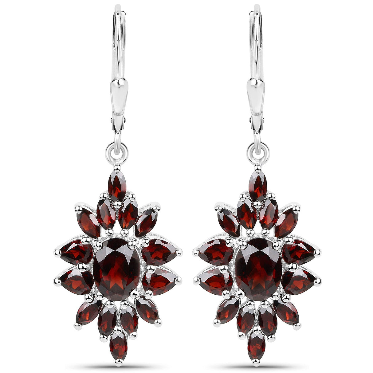 20.24 Carat Genuine Garnet .925 Sterling Silver 3 Piece Jewelry Set (Ring, Earrings, and Pendant w/ Chain)