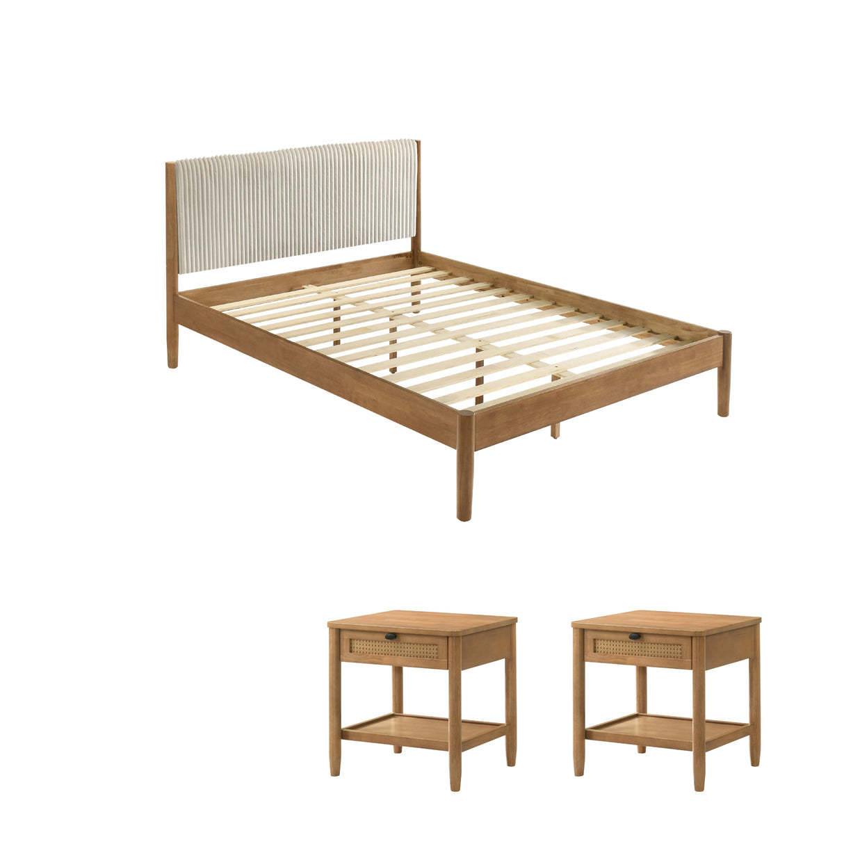 Vichy 3-Piece Rubberwood Queen Bedroom Set