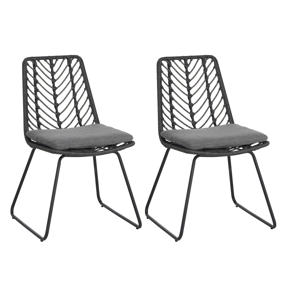 DEJA Chair 2PCS with 2 Cushions, Gray