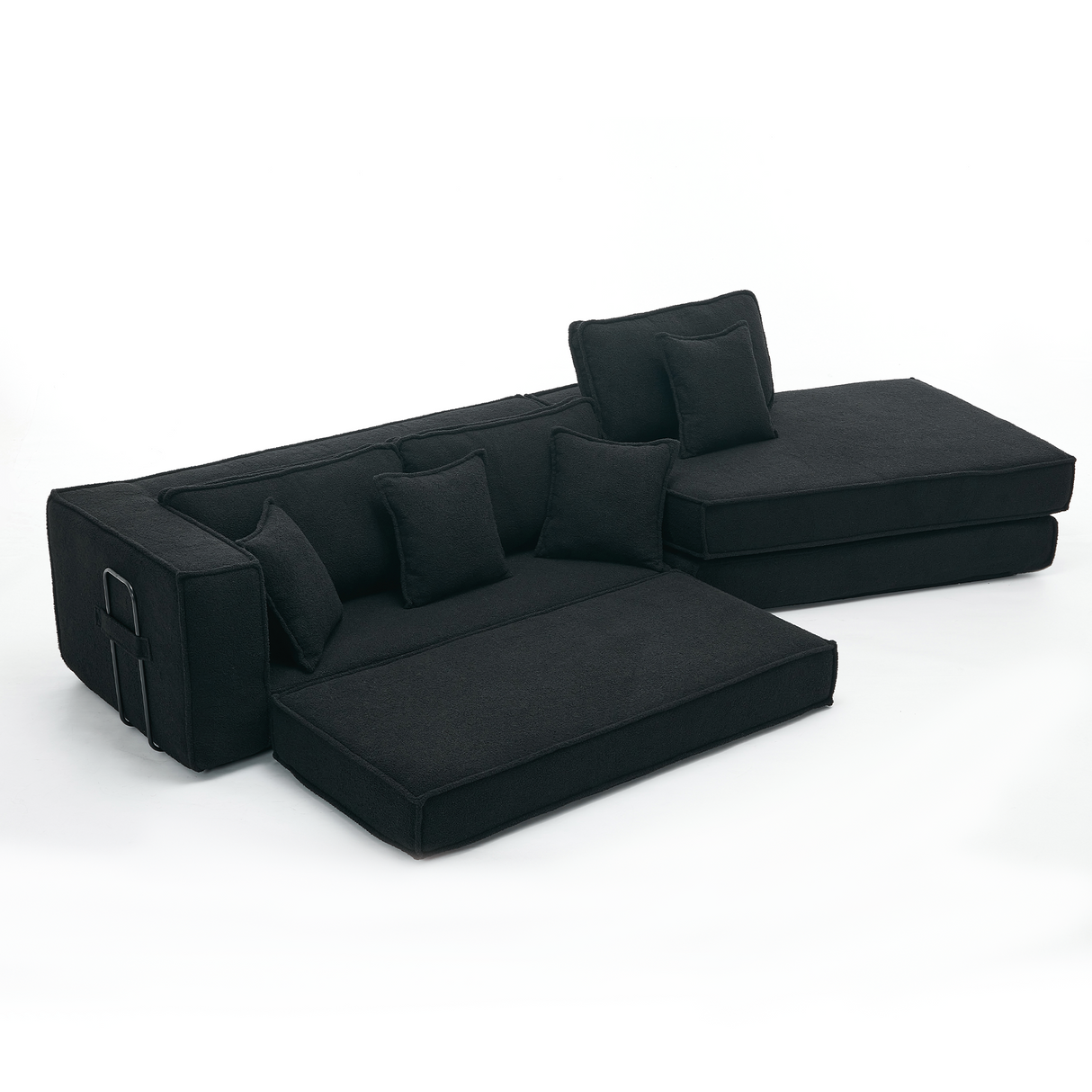 Folding Convertible Out Sleeper Sofa Bed 3-Seat Black