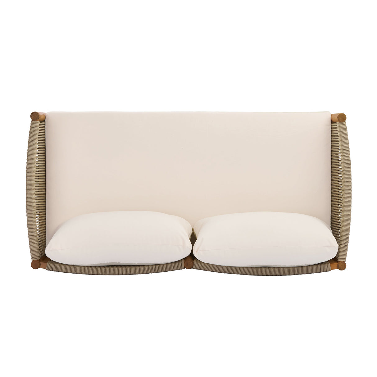Outdoor Loveseat and Coffee Table Set with Acacia Wood Frame in Teak Look