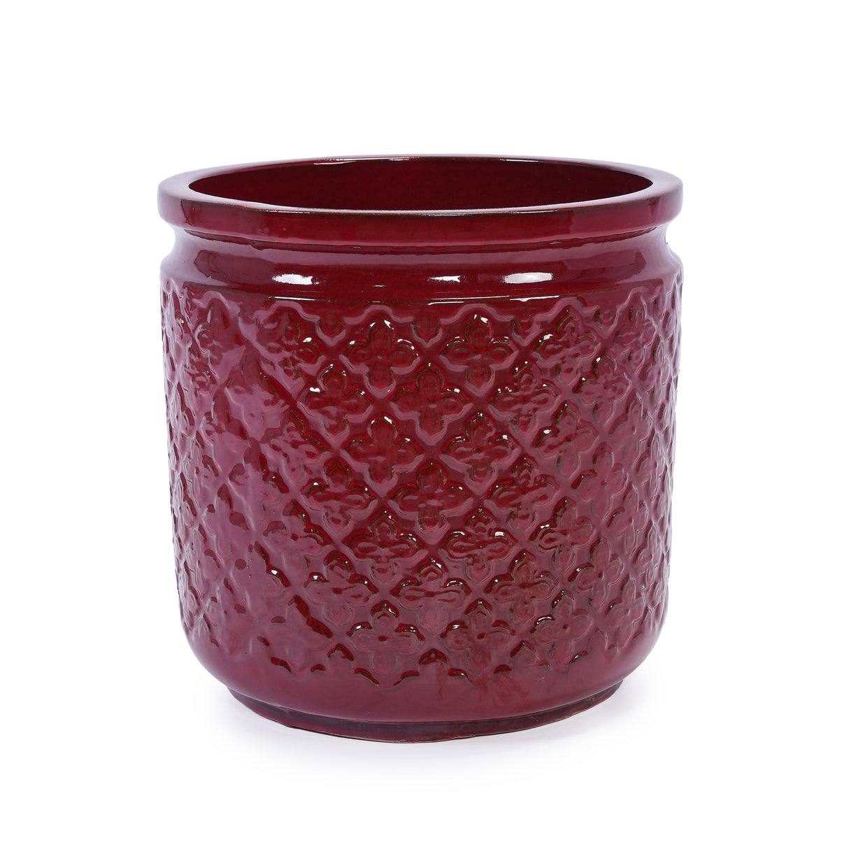 3 Pieces Ceramic Flowerpot, Modern Planter for Patio, Garden or Windowsills - Bean Paste Red