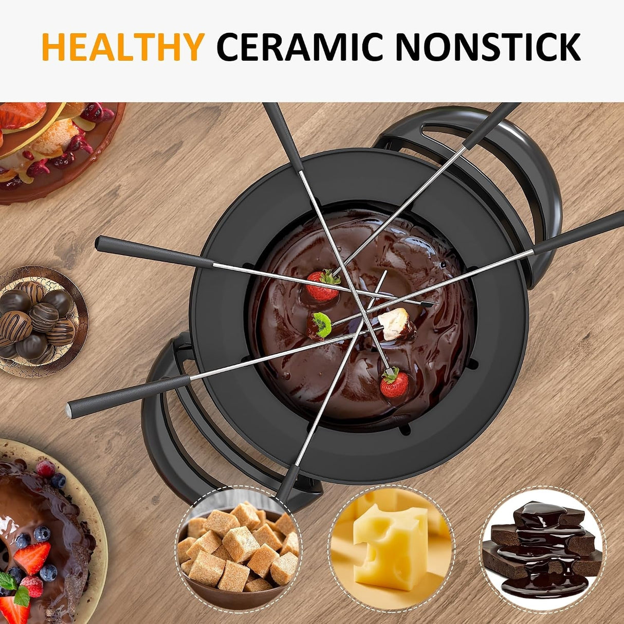 3 Quart Electric Fondue Pot Set