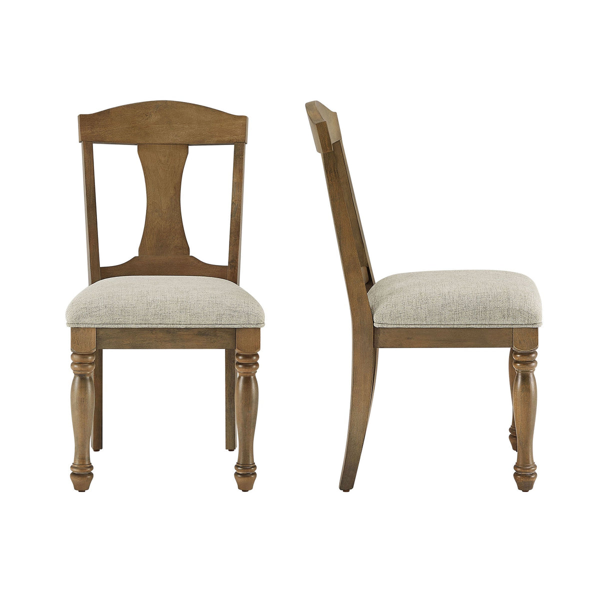 Wooden Frame Upholstered Dining Chairs, Set of 2