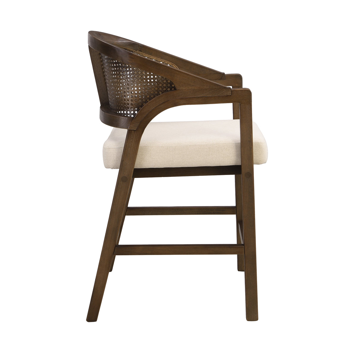 Wooden Frame Counter Stool with Rattan Back, Set of 2