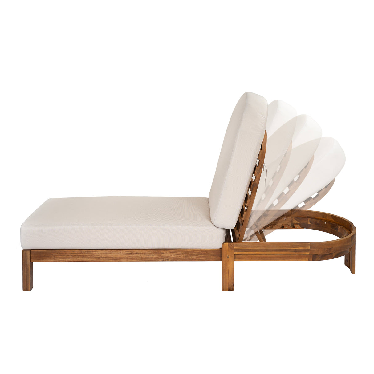 Patio Acacia Wood Chaise Lounge Chairs with Adjustable Backrest Set of 2