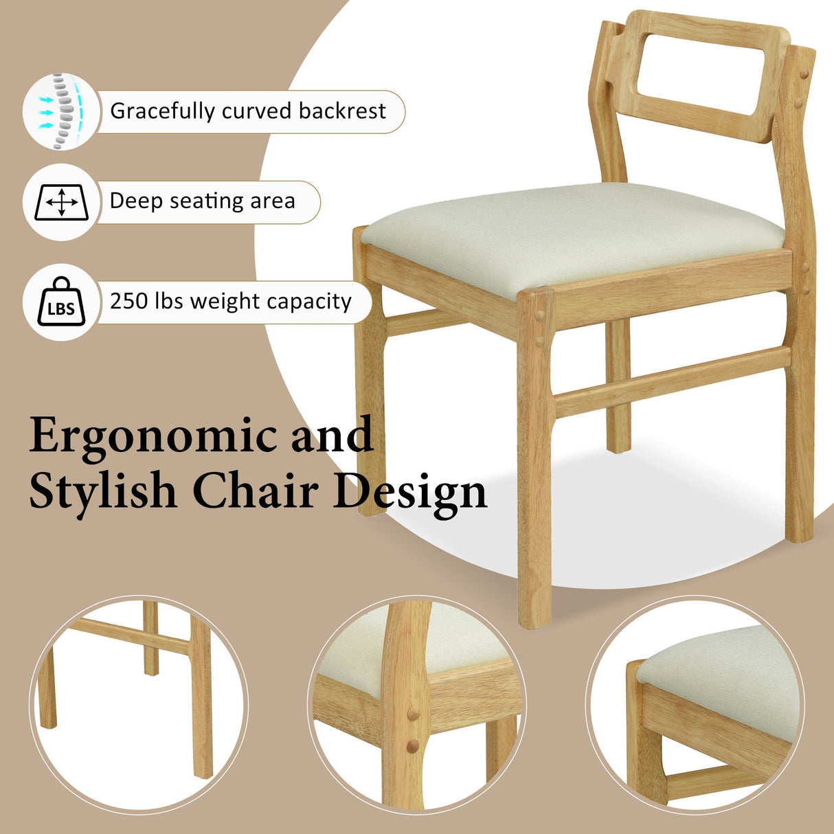 TOPMAX Modern 5-Piece Extendable Wood Dining Table Set