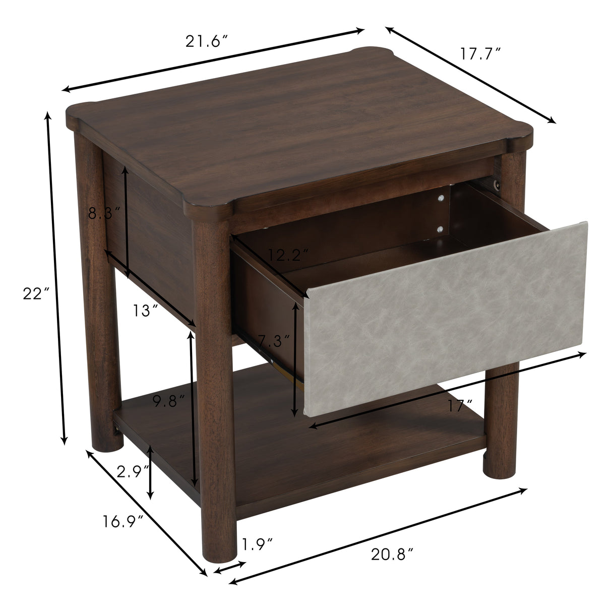 Modern King Bed Frame Set with 2 Nightstands