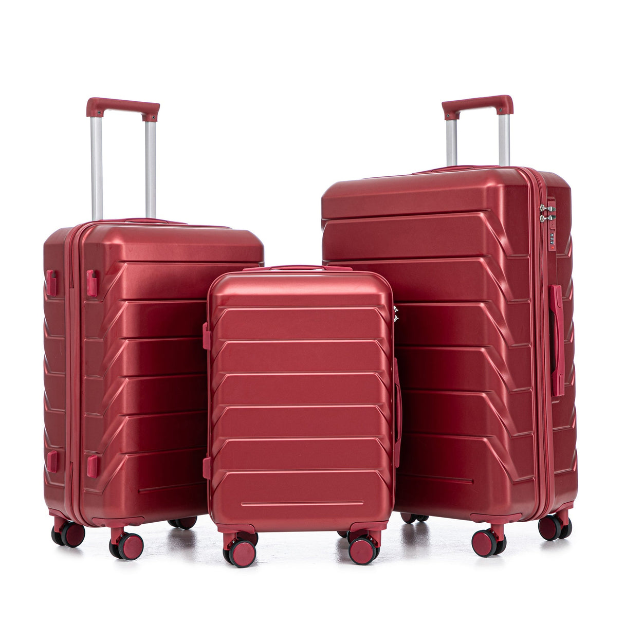 Set 3PCs 20'/24'/28' ABS Spinner Wheel Luggage Wine Red