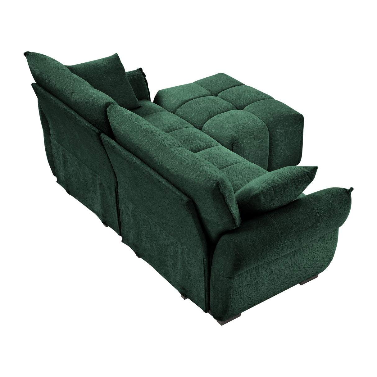 Modern Chenille Fabric 2-Seater Sofa With Ottoman