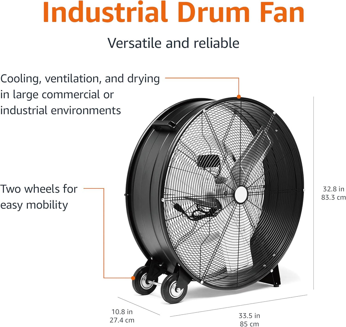 30In. High Velocity Drum Fan