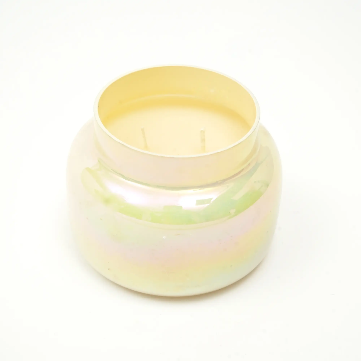 Scented Wax Candle Jar with Lid in Pastel Yellow
