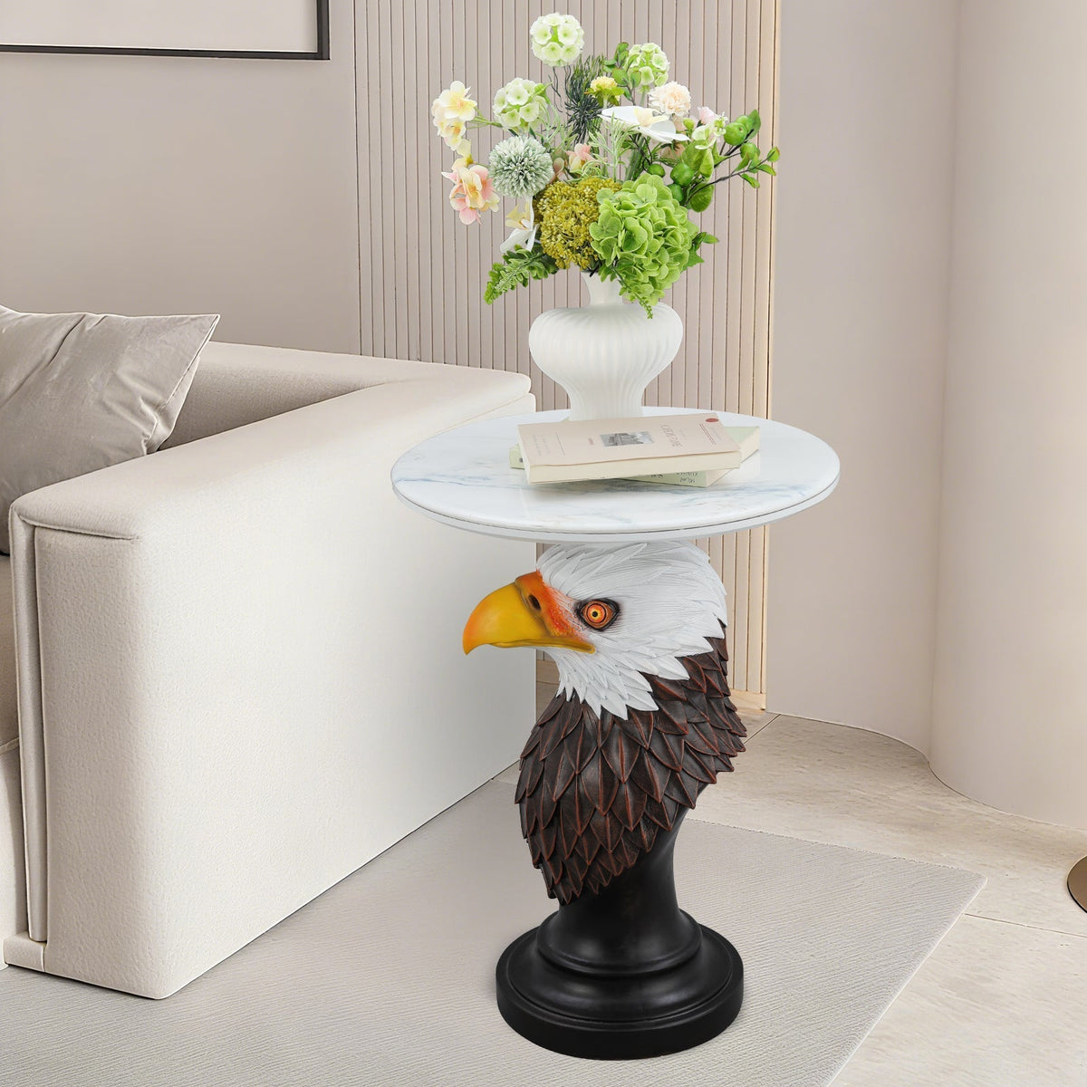Eagle Head Accent Table Animal Statue End Tables Livingroom