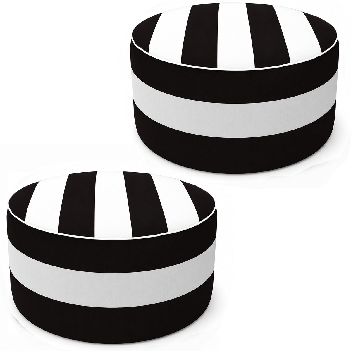 2 Pack Outdoor Inflatable Ottoman - Black/White Striped