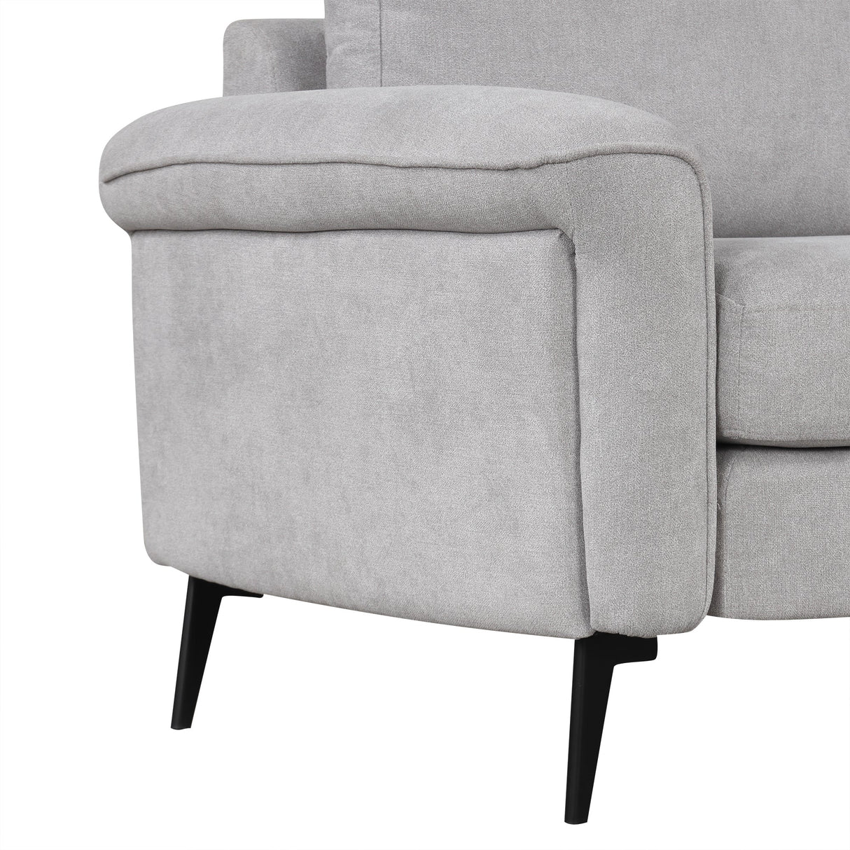 111" Upholstered 3-Seater Sofa with Curved Design and Two Printed Pillows