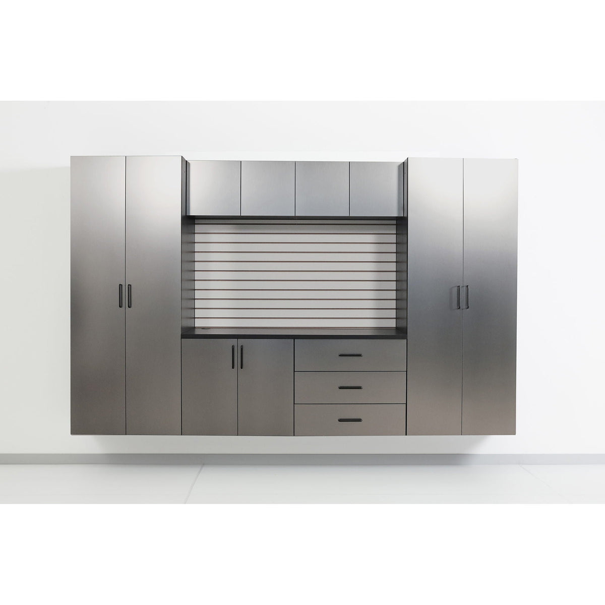 Astro Series - Wall Mounted Base, Drawer Storage Cabinet With Soft Closing Features - Metallic Gray