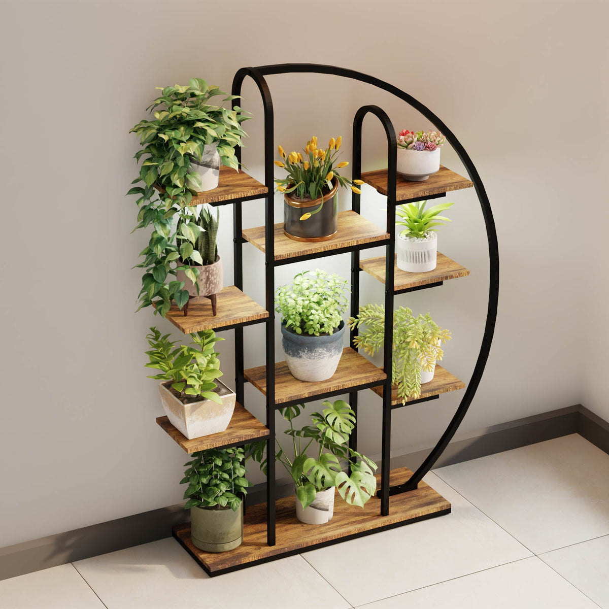 62.2 Inch Tall Metal Indoor Plant Stand with Grow Lights