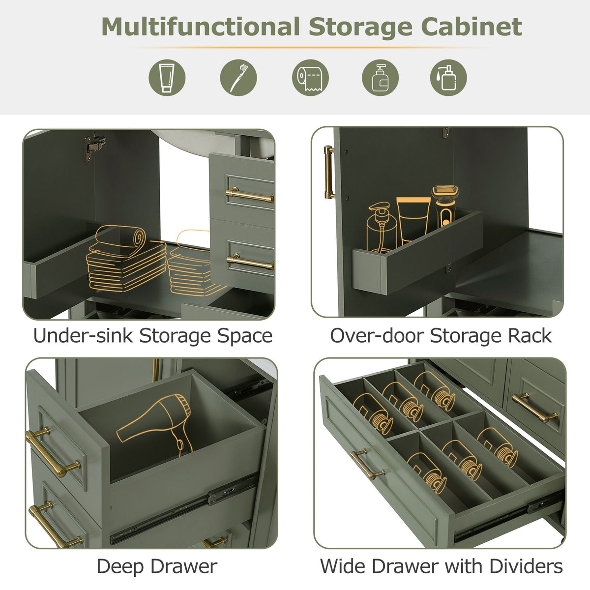 Traditional Bathroom Vanity Set With Soft Close Doors