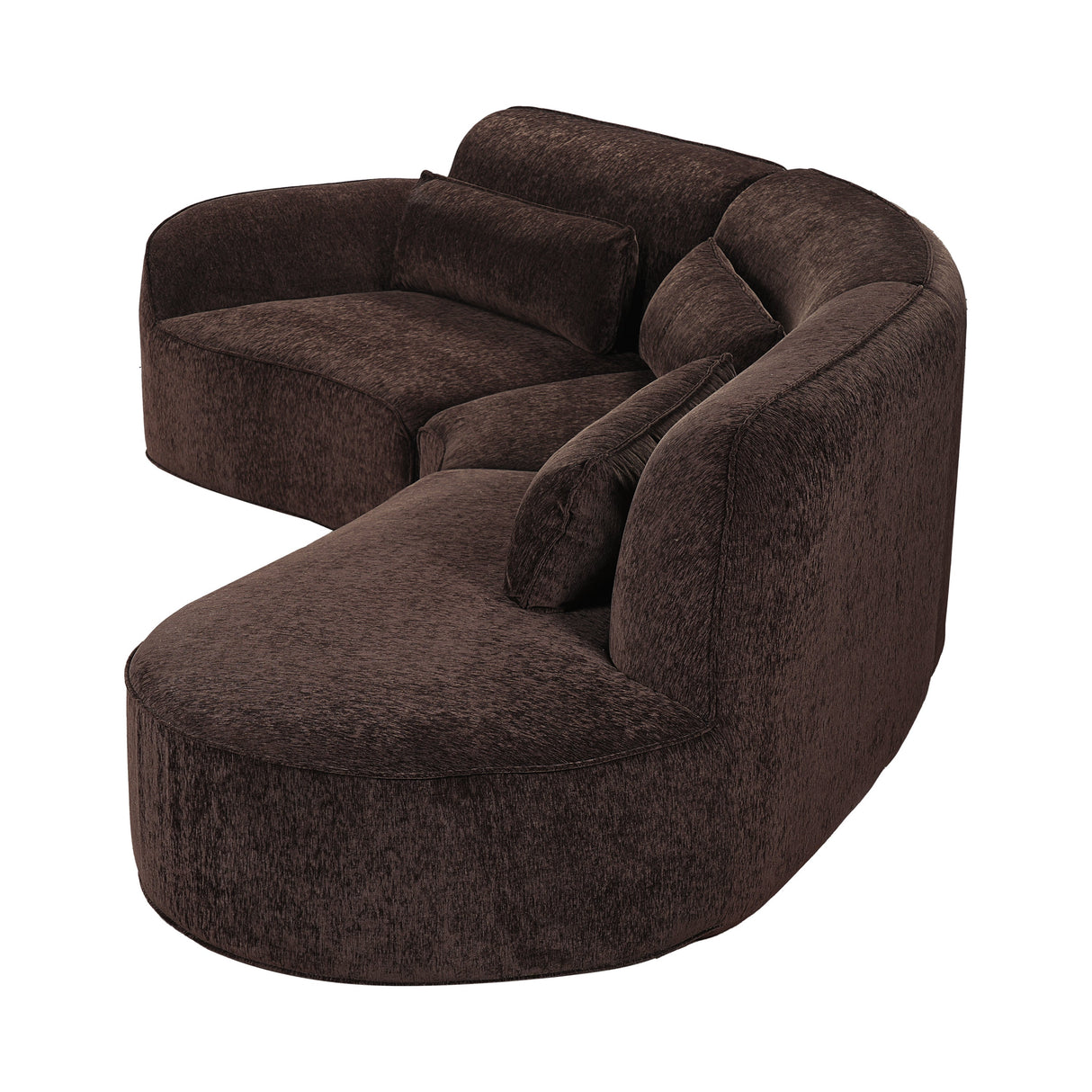 123" Modern Curved Sectional Sofa with Chaise Lounge - 3-Piece Set