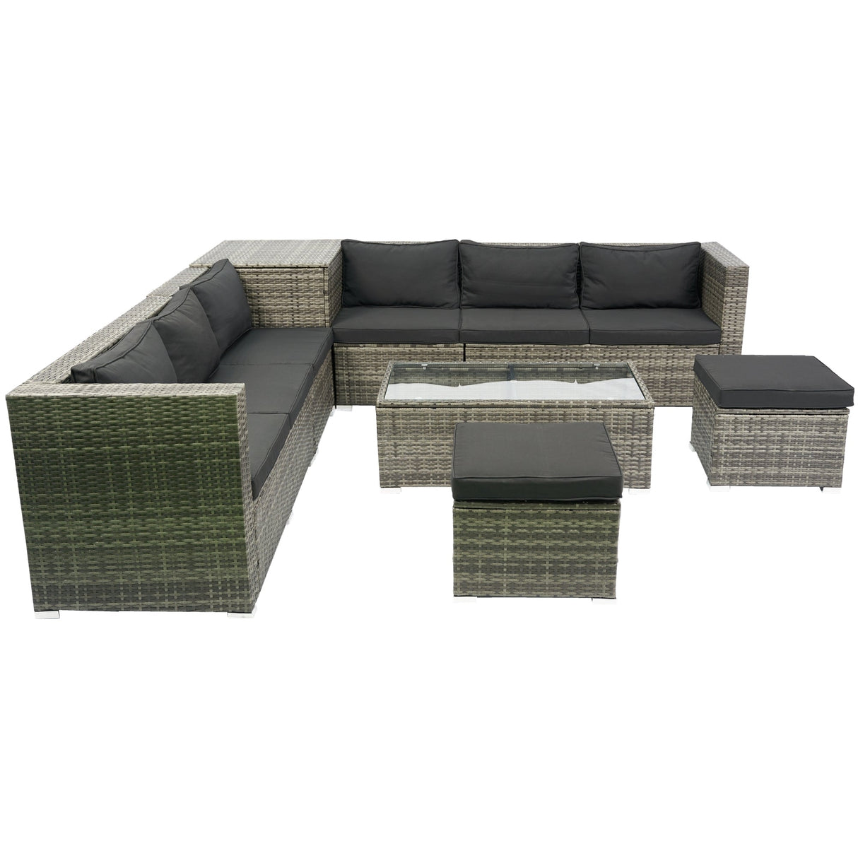 8 Piece Patio Sectional Wicker Rattan Outdoor Sofa Set with Storage Box