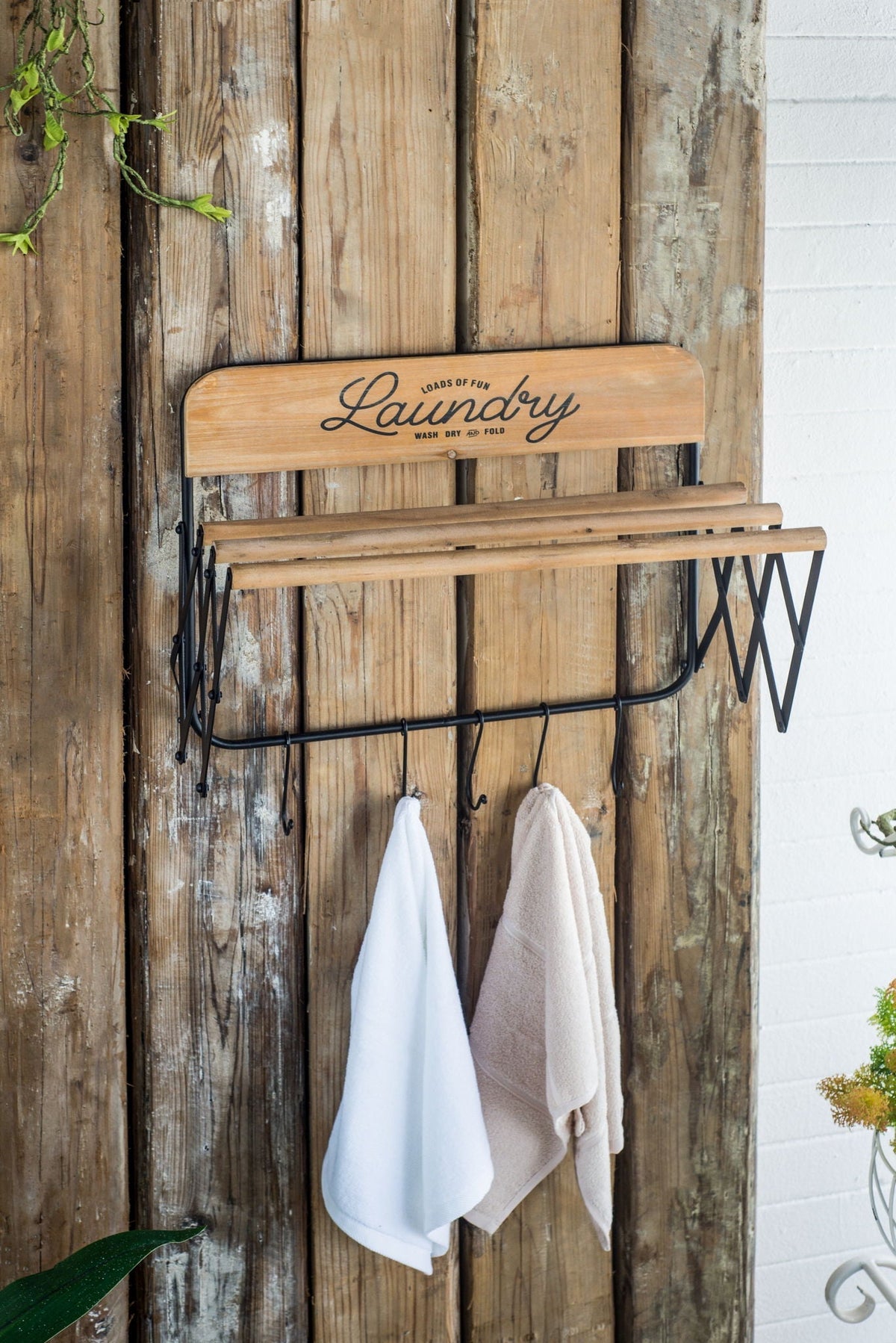 Laundry Rack With Accordion Design - Brown / Black - Black Brown