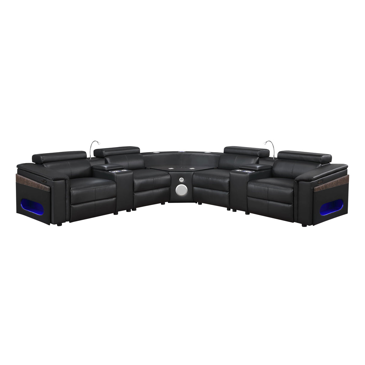 Nova - Sectional With Bluetooth Speaker, LED And Lifting Wine Cabinet