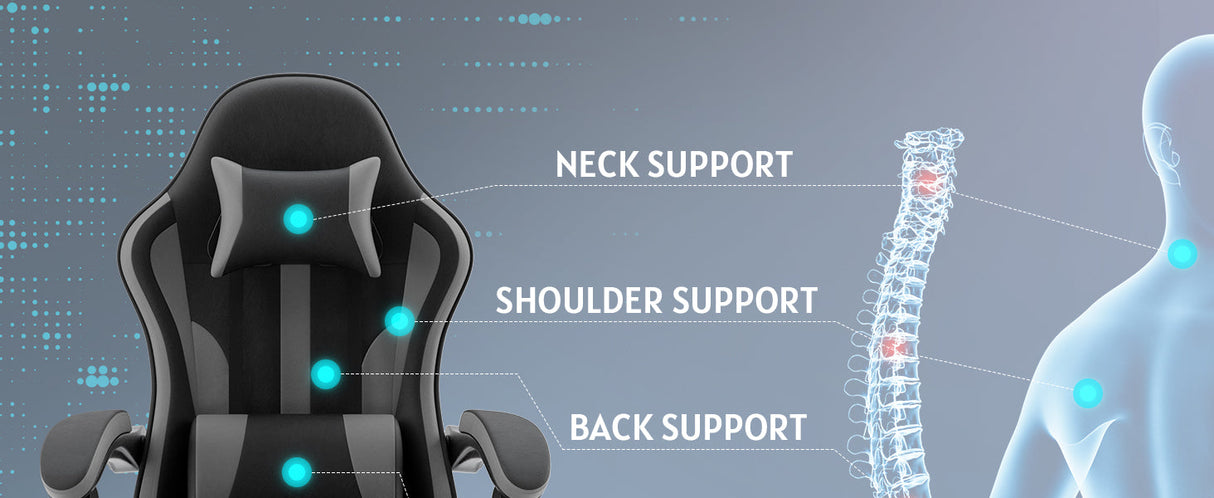 Ergonomic Gaming Chair with Footrest and Lumbar Support
