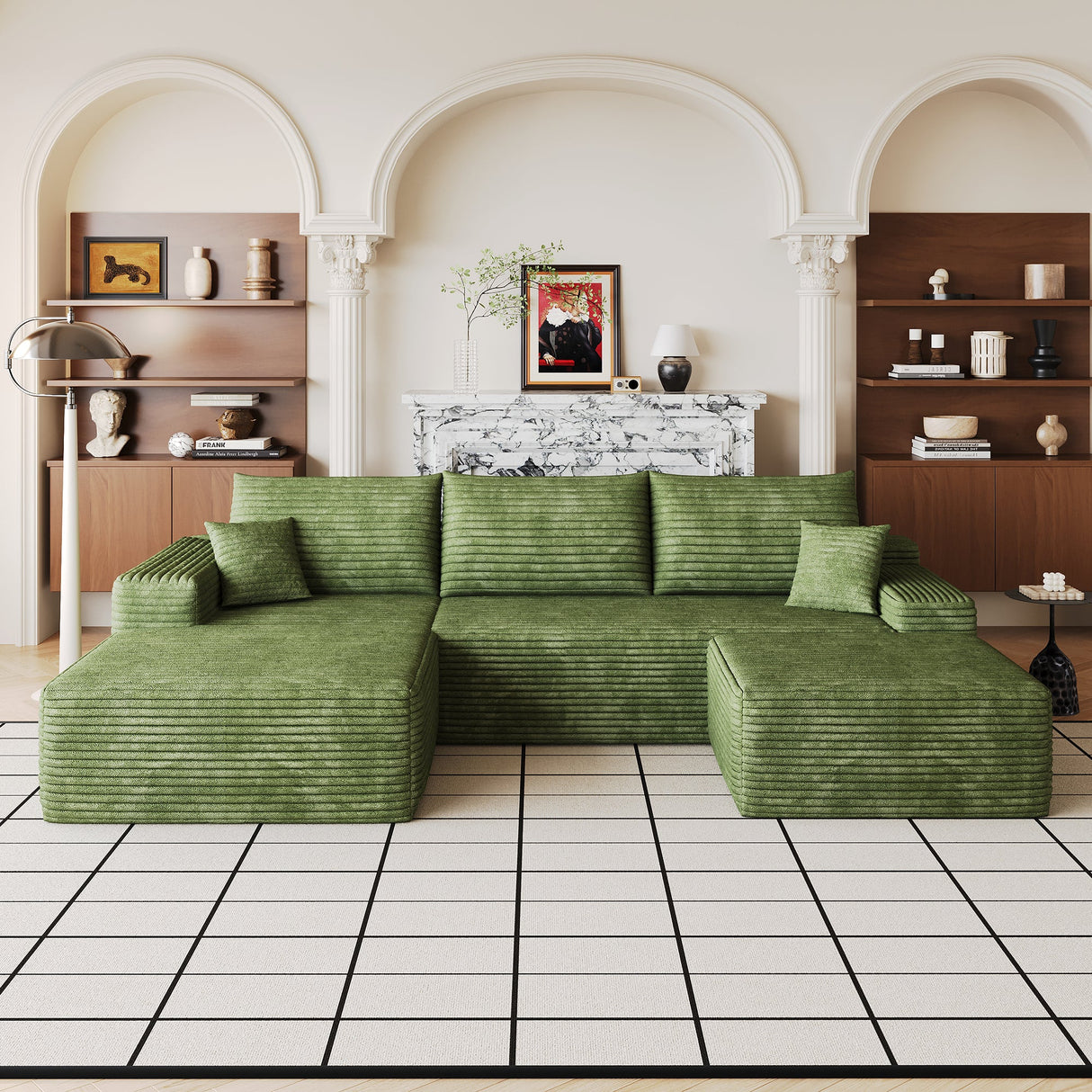 107" Cloud Sectional Sofa with 1 Ottoman