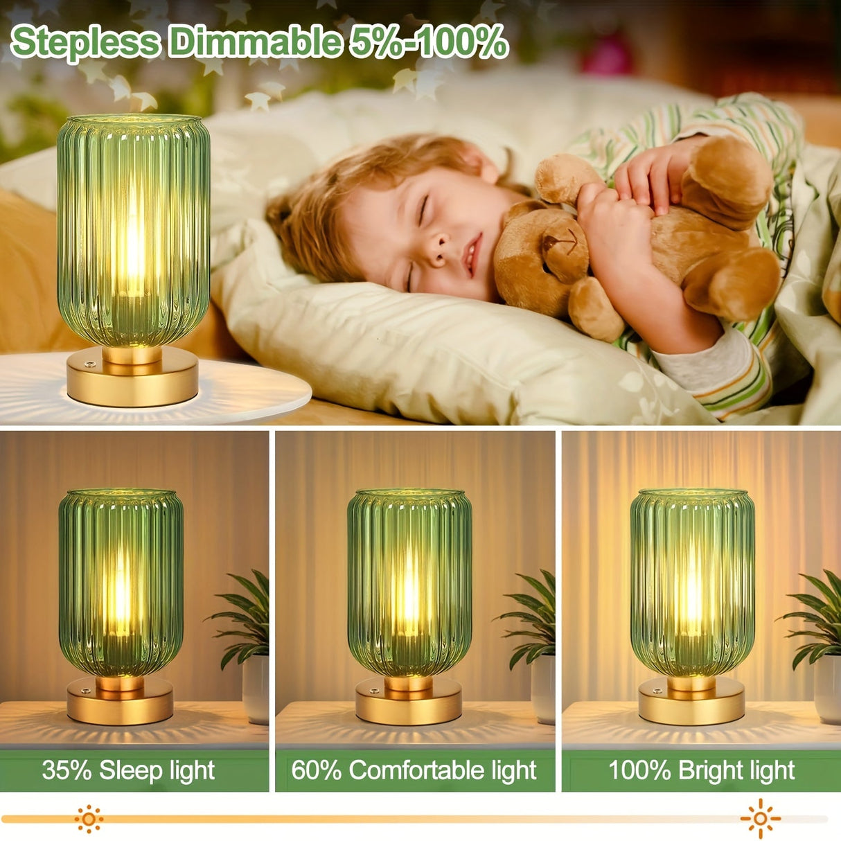 Cordless Touch Table Lamp with Rechargeable Battery – Dimmable LED Bedside Light