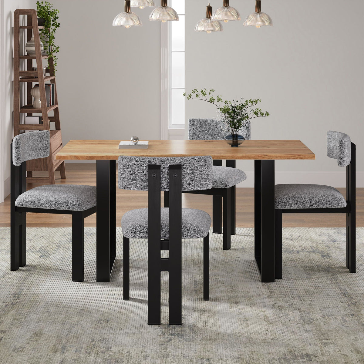 Modern Upholstered Armless Dining Chairs With Metal Legs