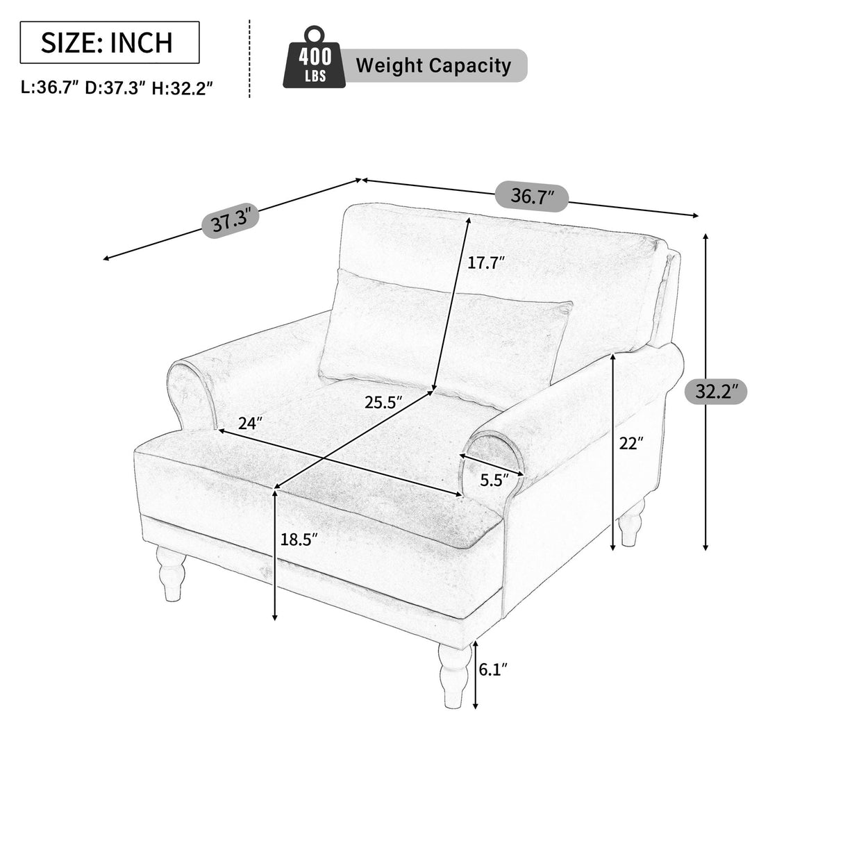 Elegant Circular Armrests Arm Chair with Ergonomic Lumbar Support