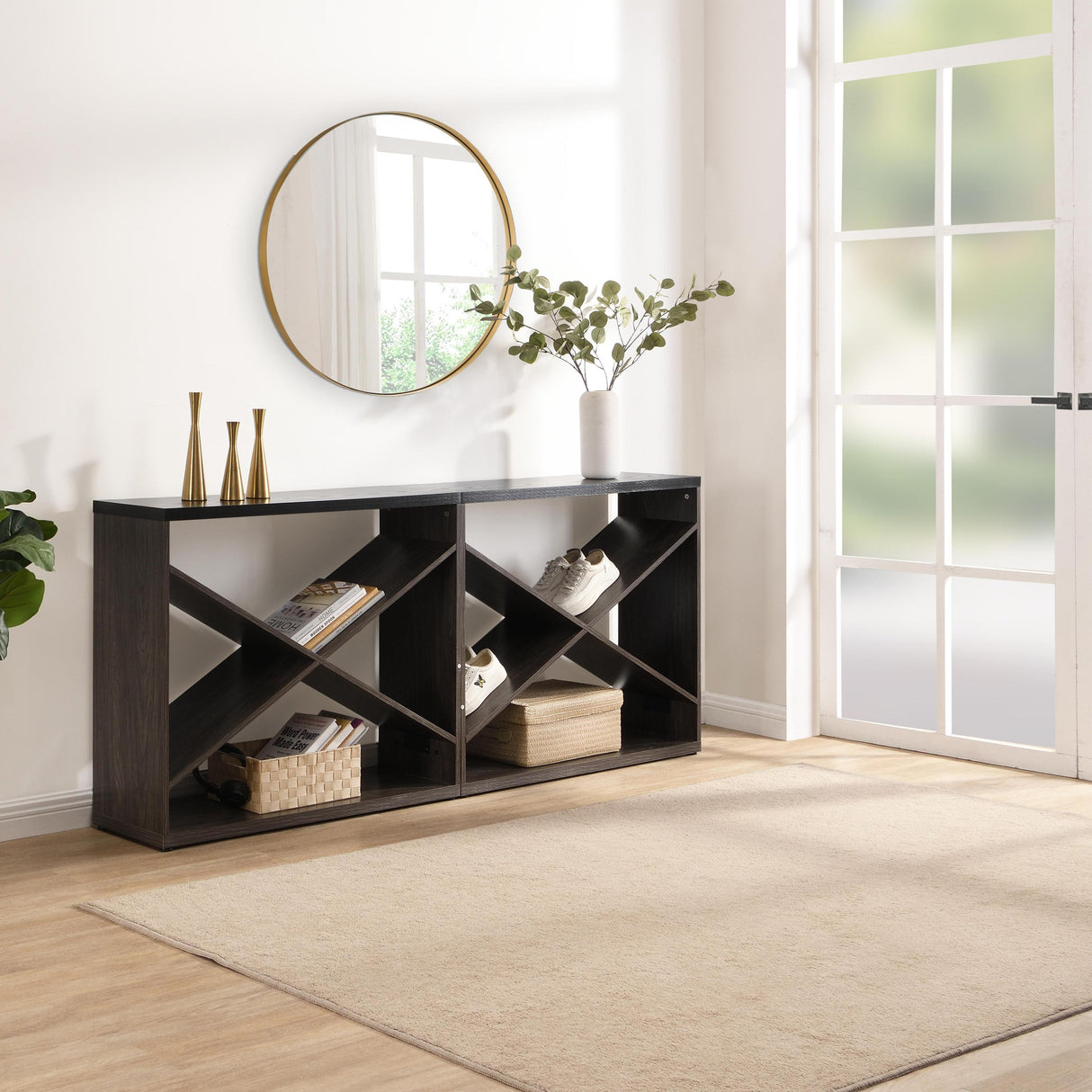 Modern X-Frame Console Table – Elegant Entryway and Office Storage