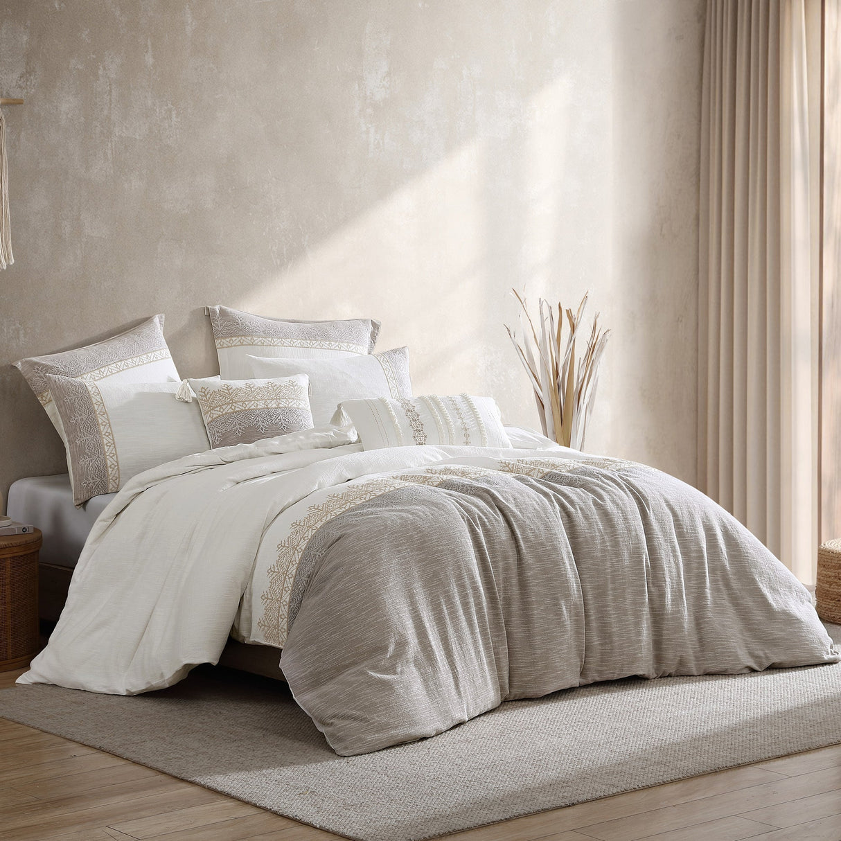 Preston 5-Piece Textured Woven Jacquard Comforter Ensemble