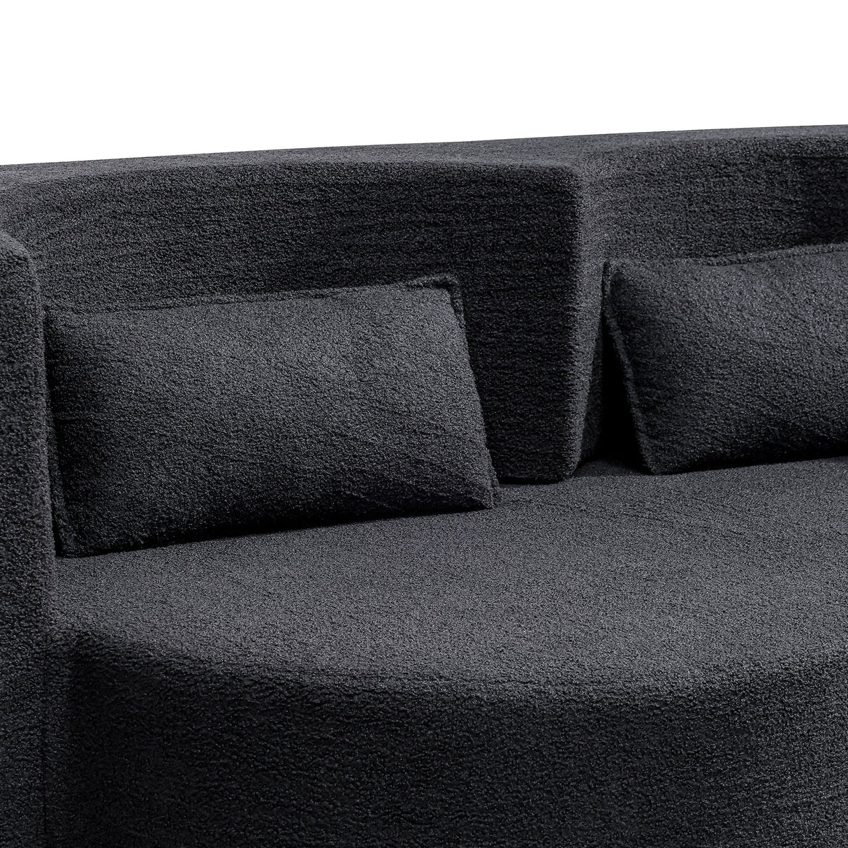 Folding Sofa Bed in Black Teddy Bear Fabric