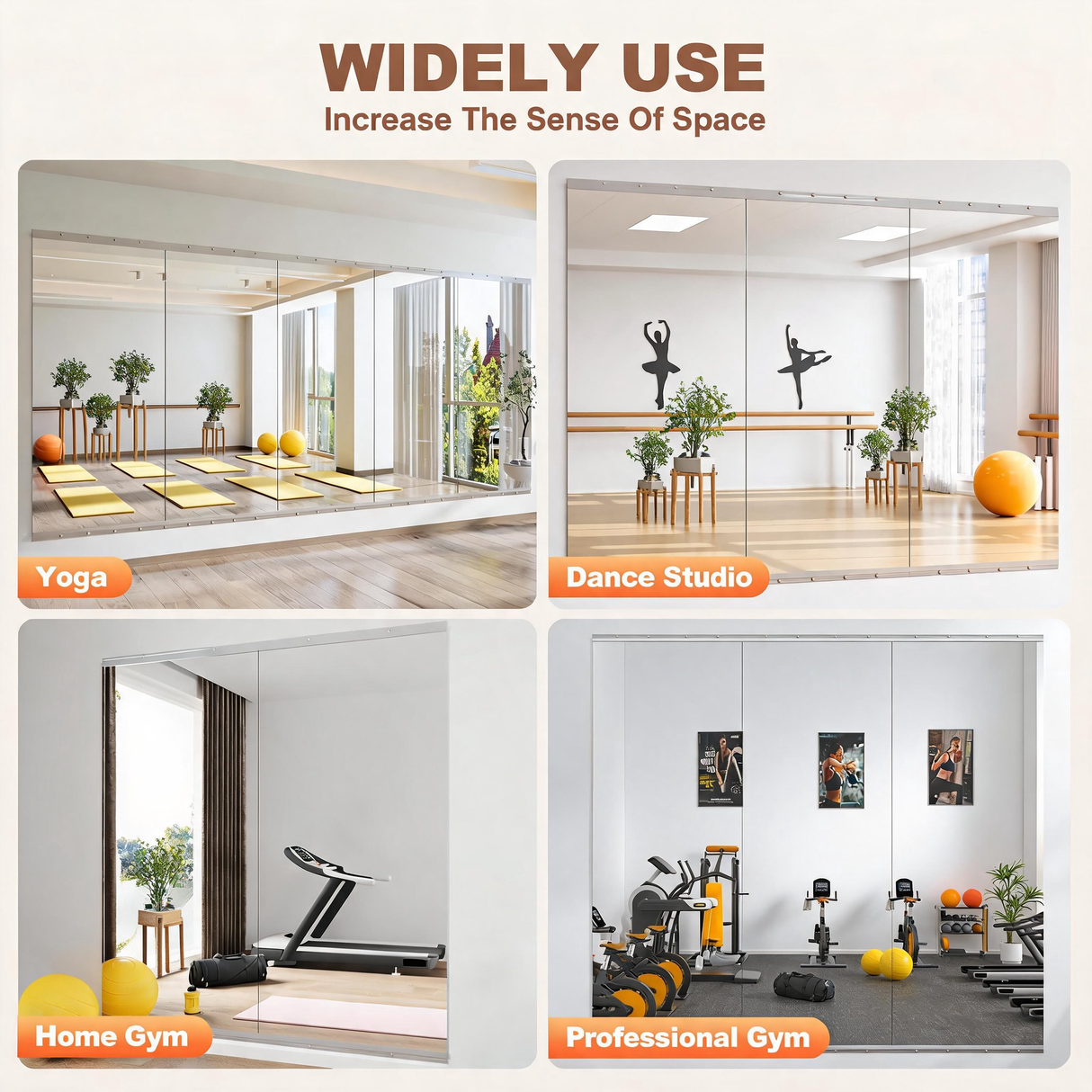 Home Gym Mirror Set - 71"x32" Full Body Mirror (2 PCS)