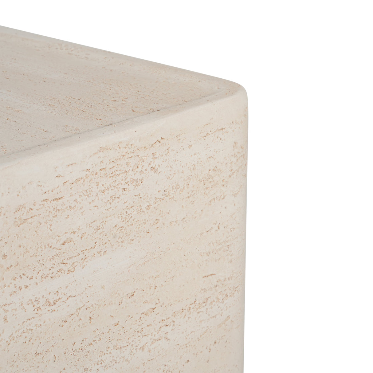 Daphne Outdoor Patio MGO Side Table Beige Travertine Finish