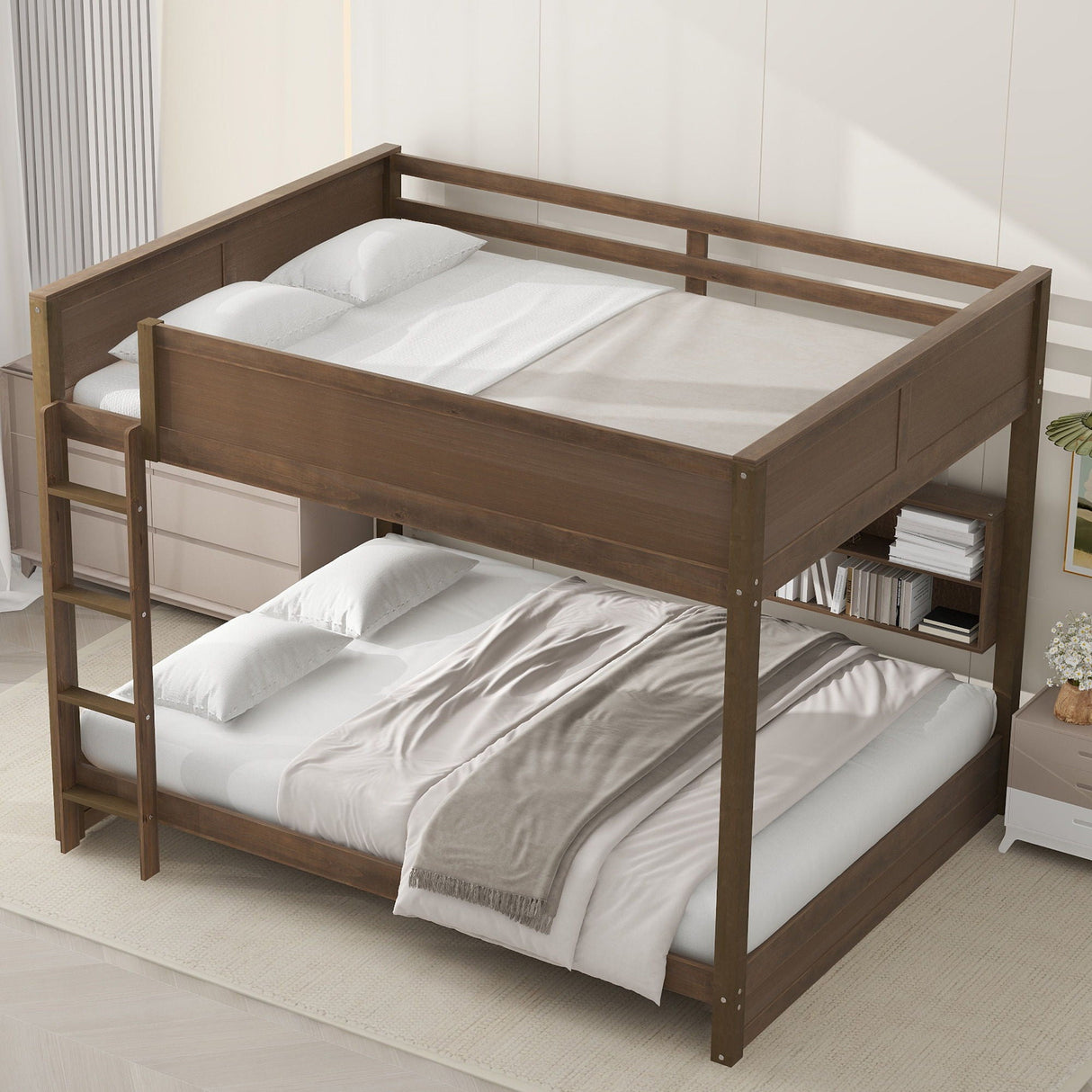 Bunk Bed With Storage Cabinets And USB Ports
